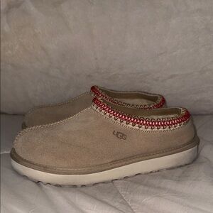 UGG Tan and Red Slippers